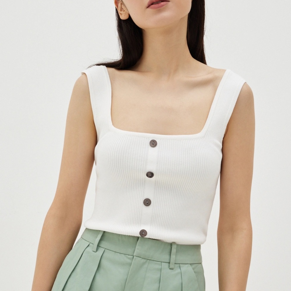 Love Bonito White Fitted Knit Tank Top NWOT